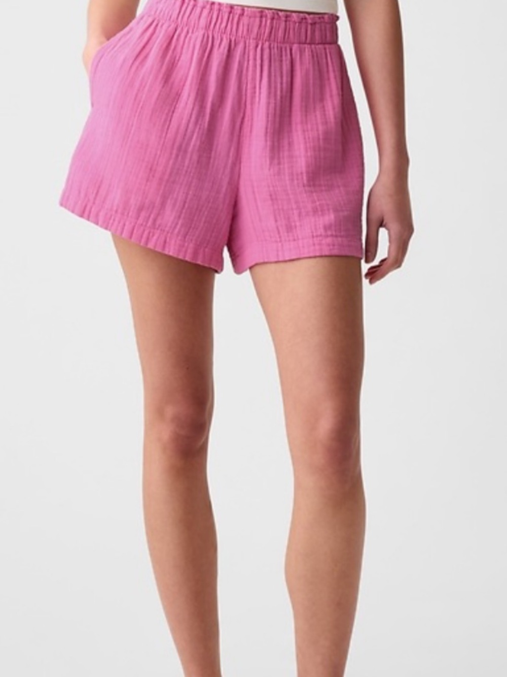 GAP Pink Gauze High-Waist Elastic Shorts